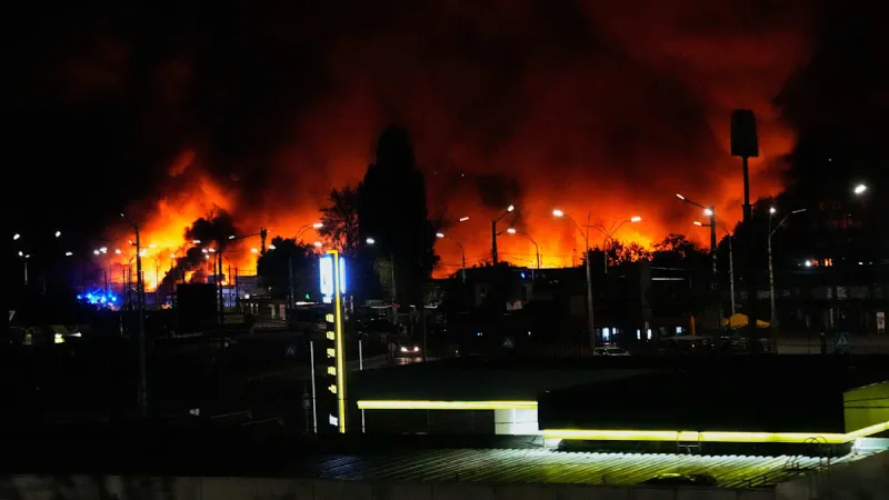 Russian Missiles Pound Kyiv, Igniting Fires and Exhausting Residents