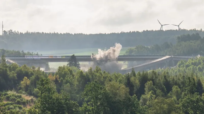Explosive Failure: German Autobahn Bridge Stands After Demolition