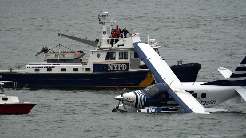 East River Seaplane Tilts Precariously During Landing; All Nine Unharmed