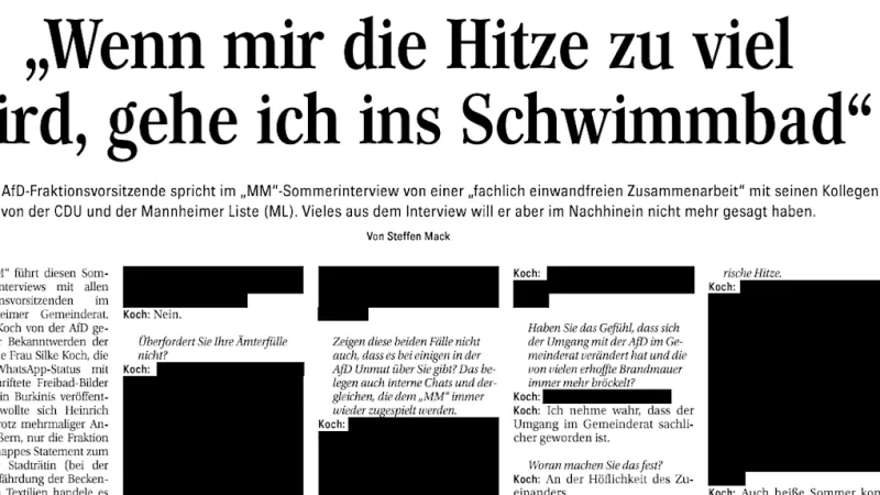 German Newspaper Defies AfD Censor, Prints Blacked-Out Interview