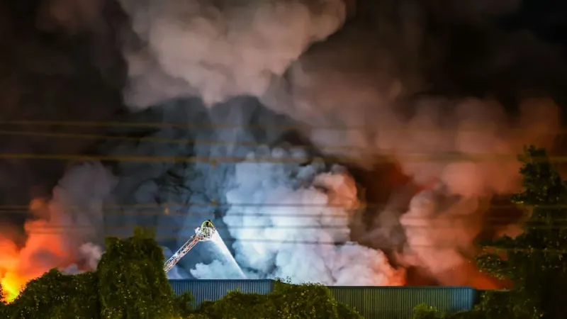 Market Blaze Engulfs Warehouses, 150 Firefighters Battle Historic Infernos