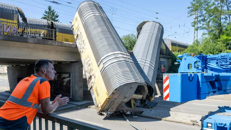 Munich Derailment: Freight Wagons Plunge from Bridge, One Dead
