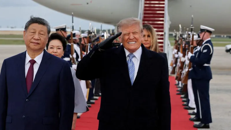 Trump Hosts Xi: President Flinches During Bomber Flyover, Gloves Noted