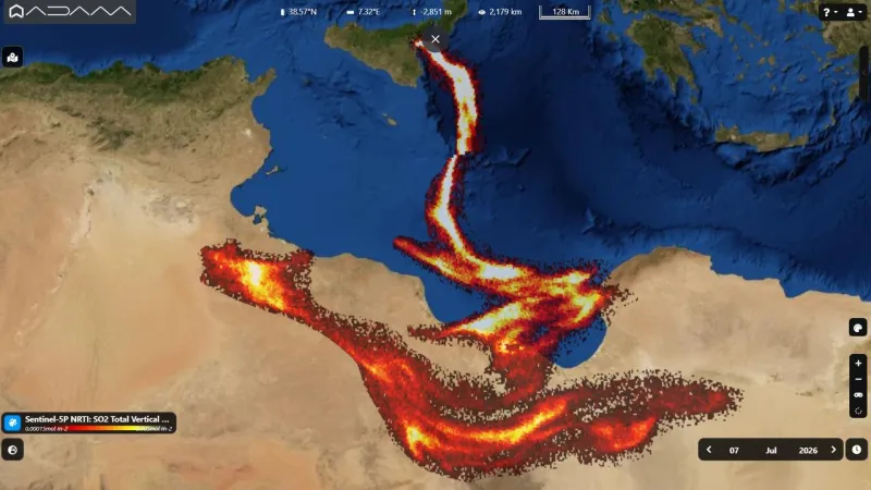 Etna's Volcanic Breath Sweeps Across Mediterranean to North Africa