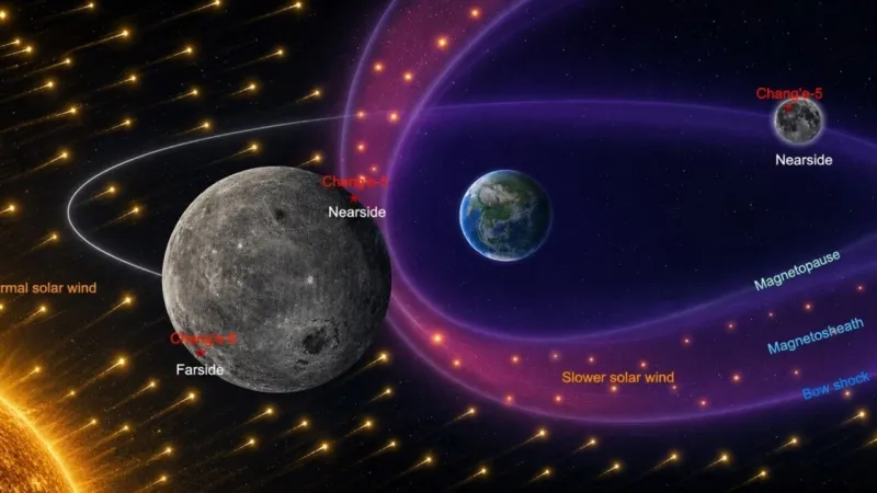 Earth's Magnetic Field Shields Moon, Slowing Solar Wind Impact