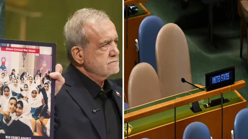 Pezeshkian Accuses Foes of Terrorism at UN; US Delegation Walks Out