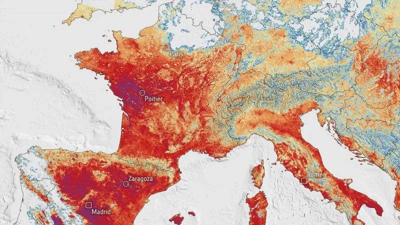 Europe's Soil Nears 50C: Satellites Reveal Escalating Heat Crisis