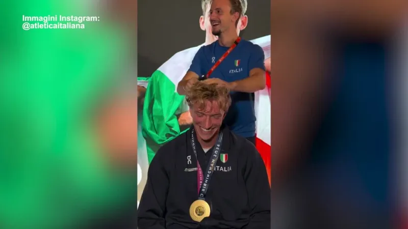 European Gold Medalist Benati Fulfills Haircut Bet