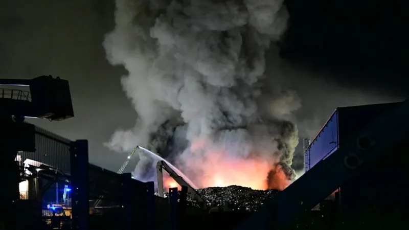 Massive Scrap Yard Fire Engulfs Duisburg Harbor, Hours of Combat Expected